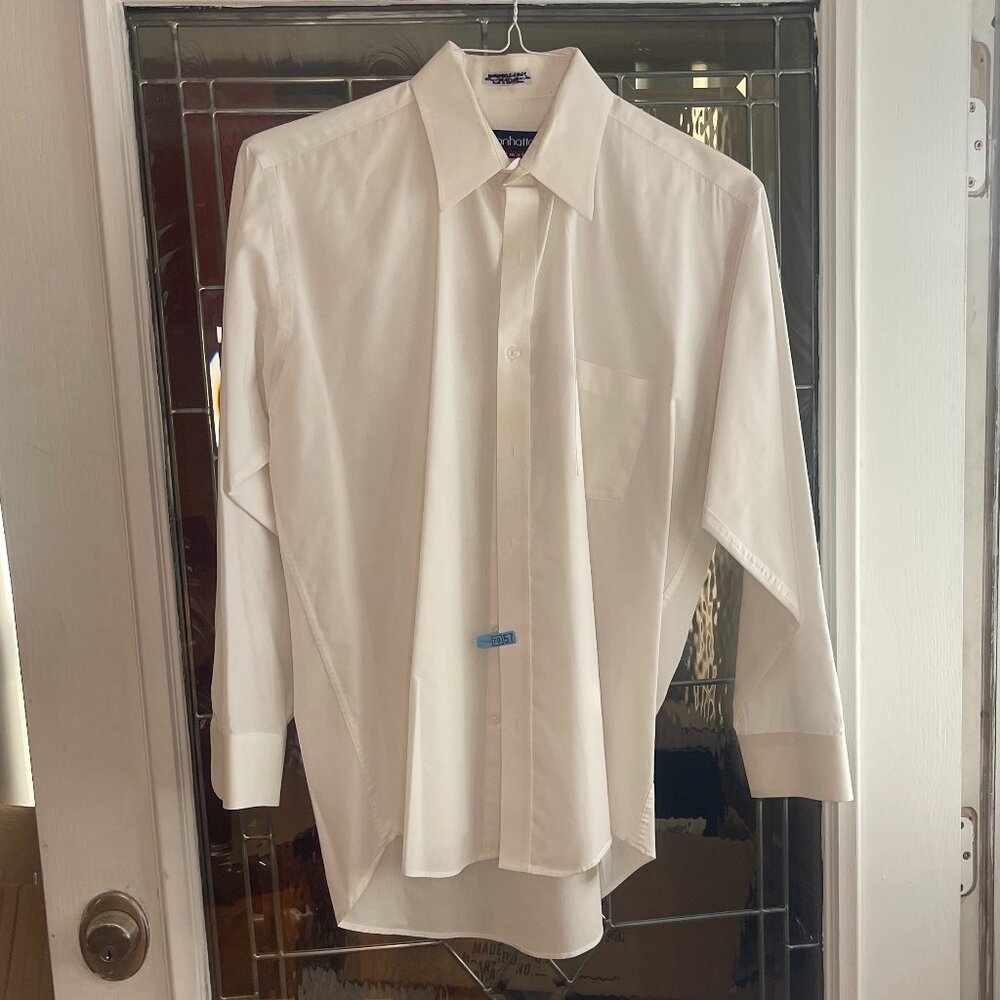 Manhattan Shirtmakers Mens White Bussiness Button Down Long Slvs Sz. 16 32/33
